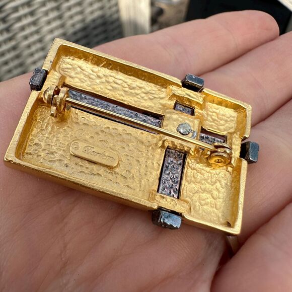 Vintage Jewelry Darlene Gift Present Two Tone Brooch Pin - Picture 6 of 6